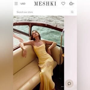 Meshki Lace Detail Satin Maxi Dress - Lemon